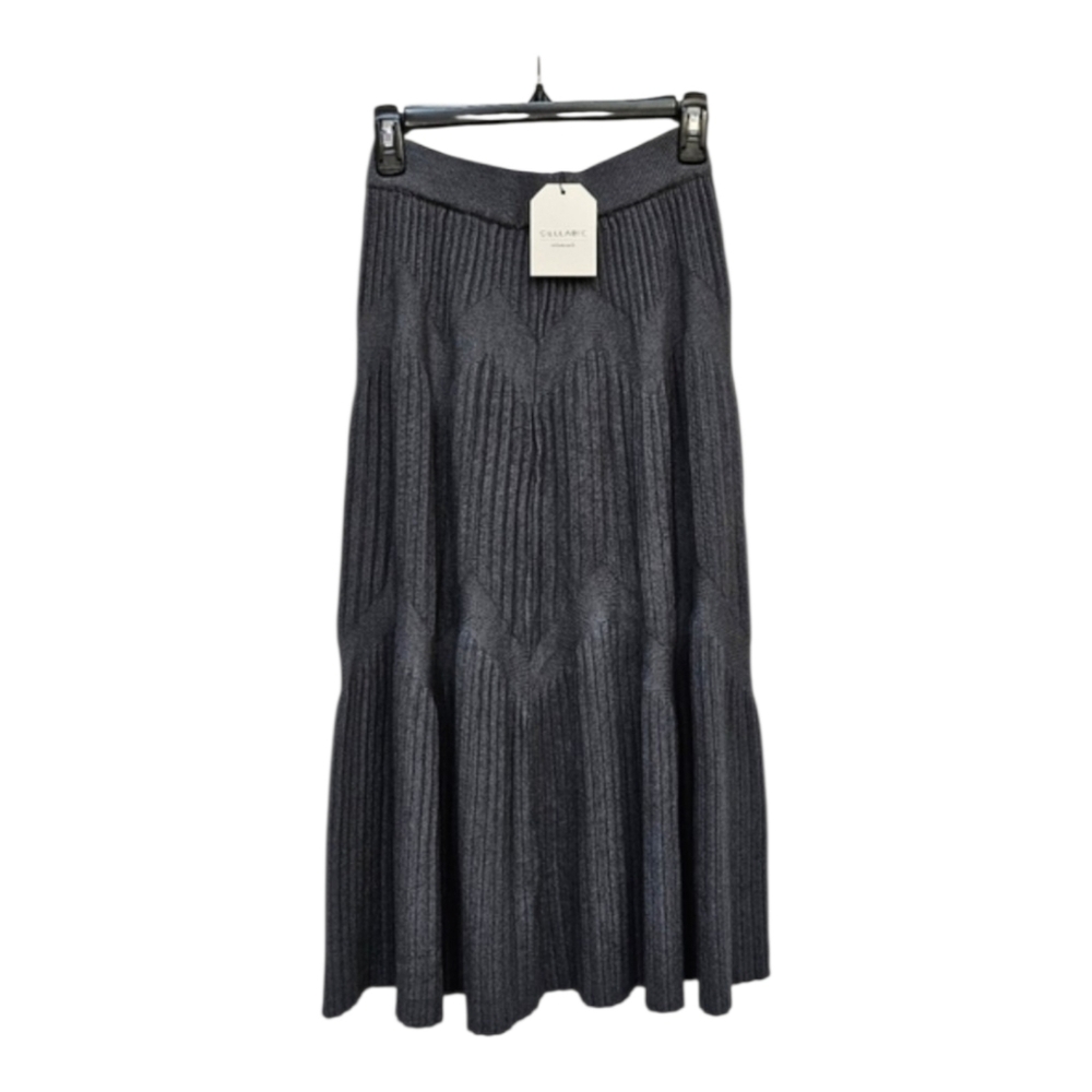 Cellabie Chevron Ribbed  Knitted A-Line Grey Skirt 100% Polyester  Size OS